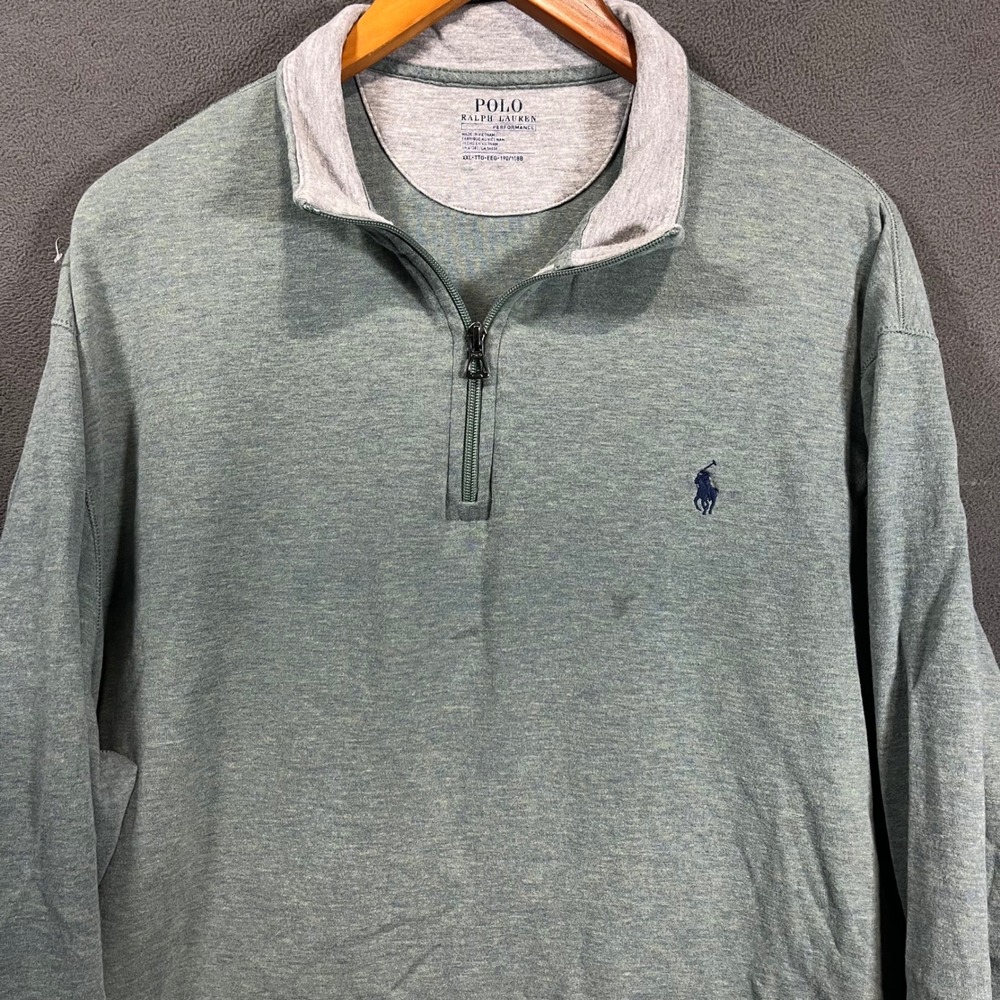 Polo Ralph Lauren Performance Mens XXL 1/4 Zip Pullover Green Long Sleeve